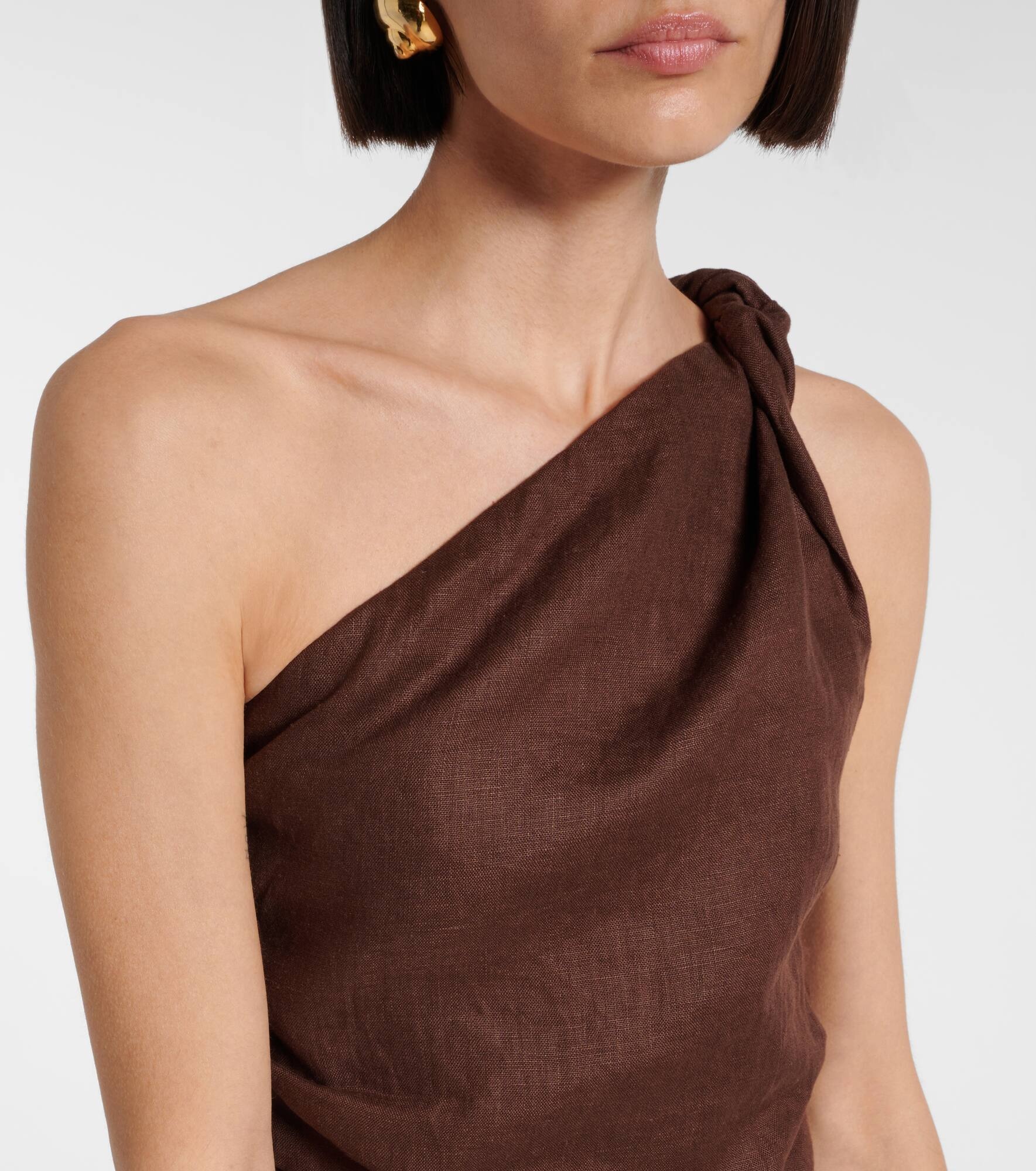 Marga one-shoulder linen minidress - 4