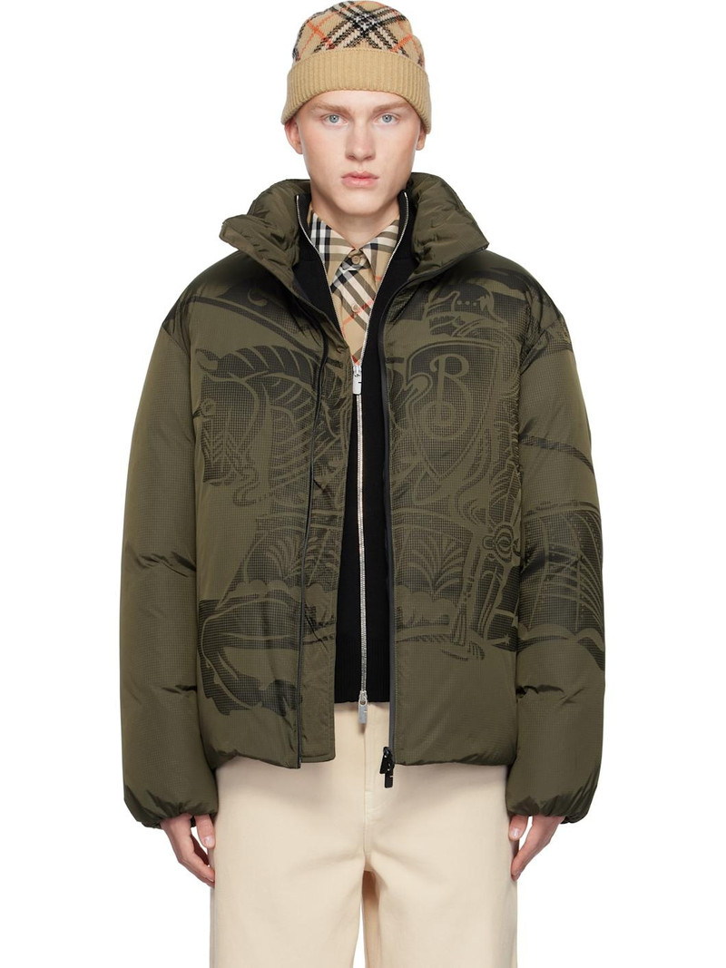 Khaki EKD Nylon Puffer Down Jacket 1