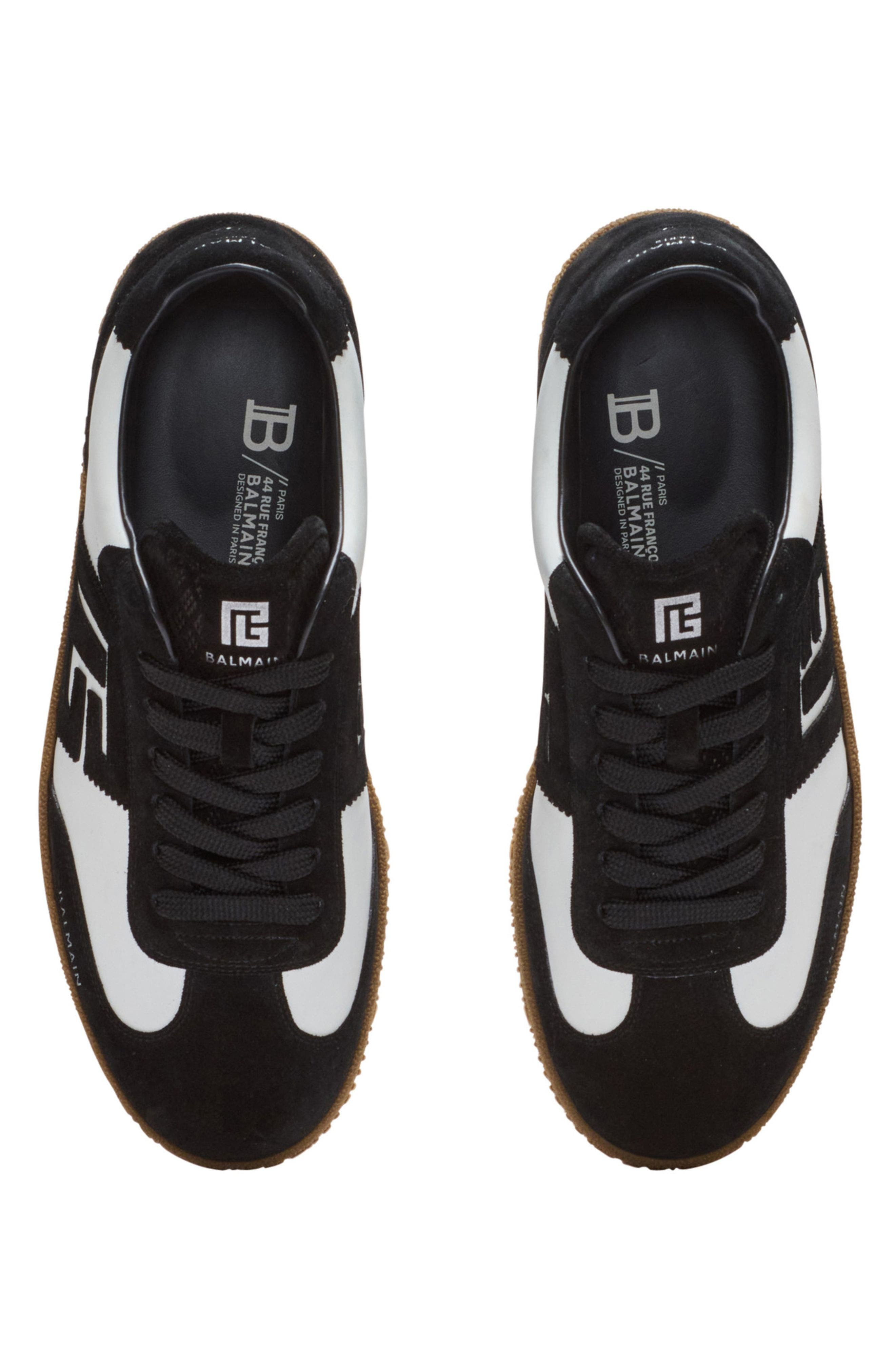 Balmain Swan trainers in calfskin and suede in Black at Nordstrom - 4