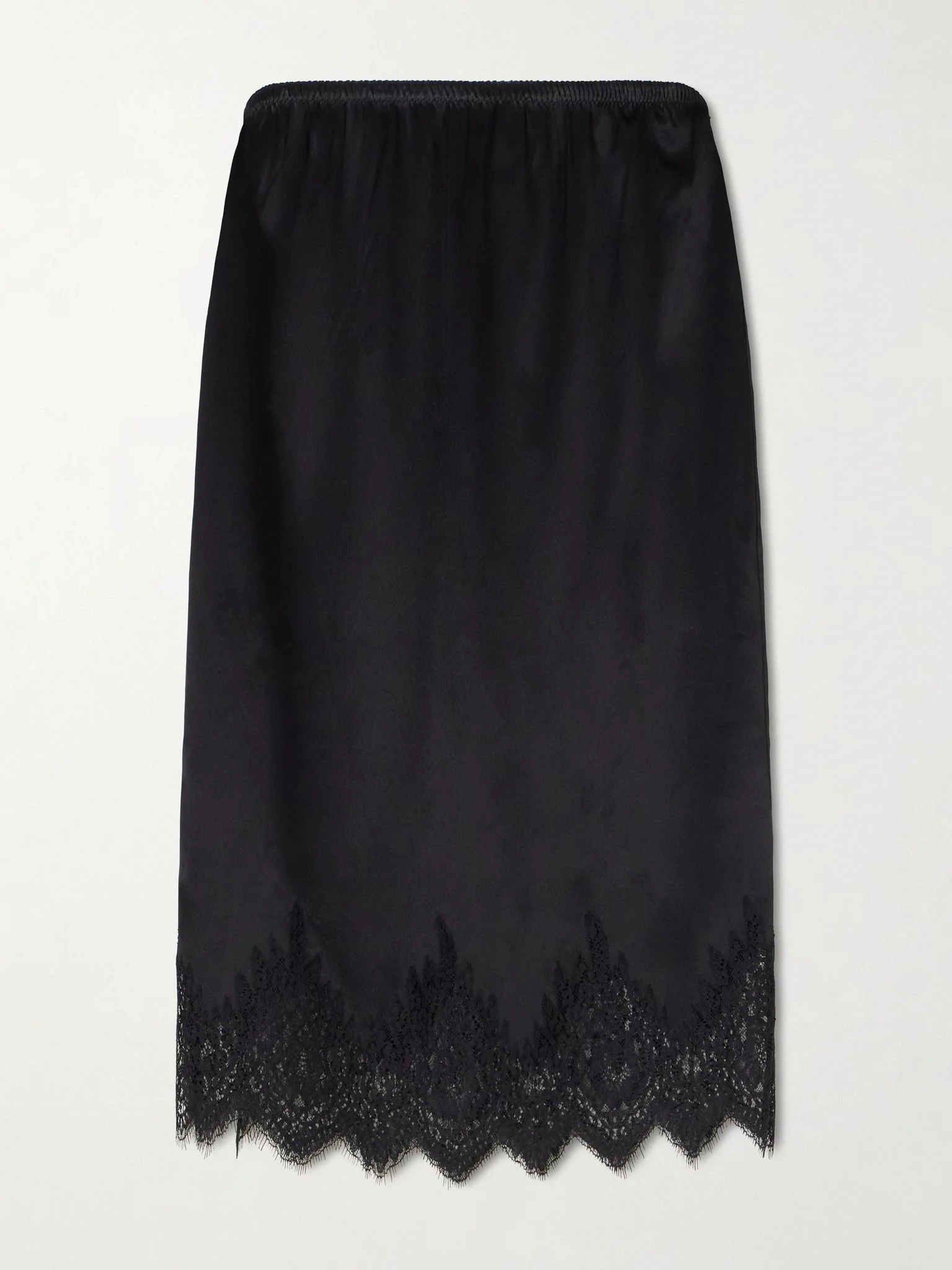Thea lace-trim silk-satin midi skirt Black - 1