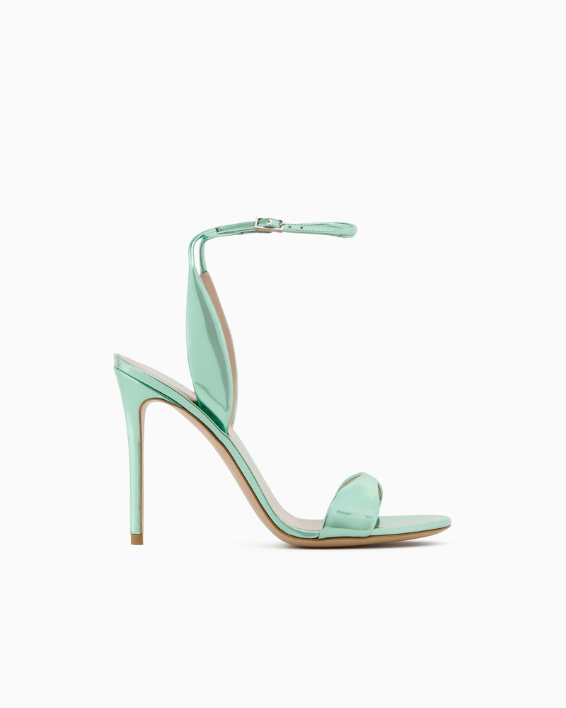 Lamé-leather heeled sandals 1