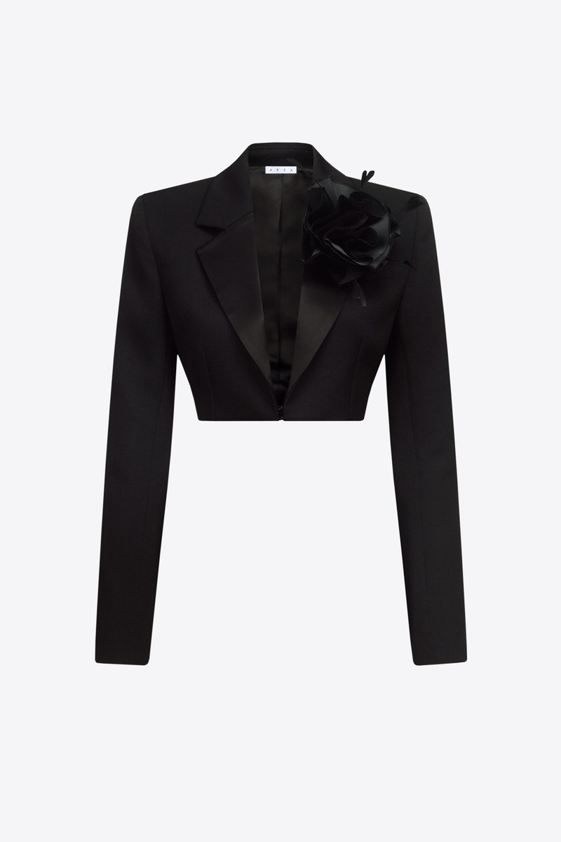 FLOWER CORSAGE CROPPED BLAZER - 1