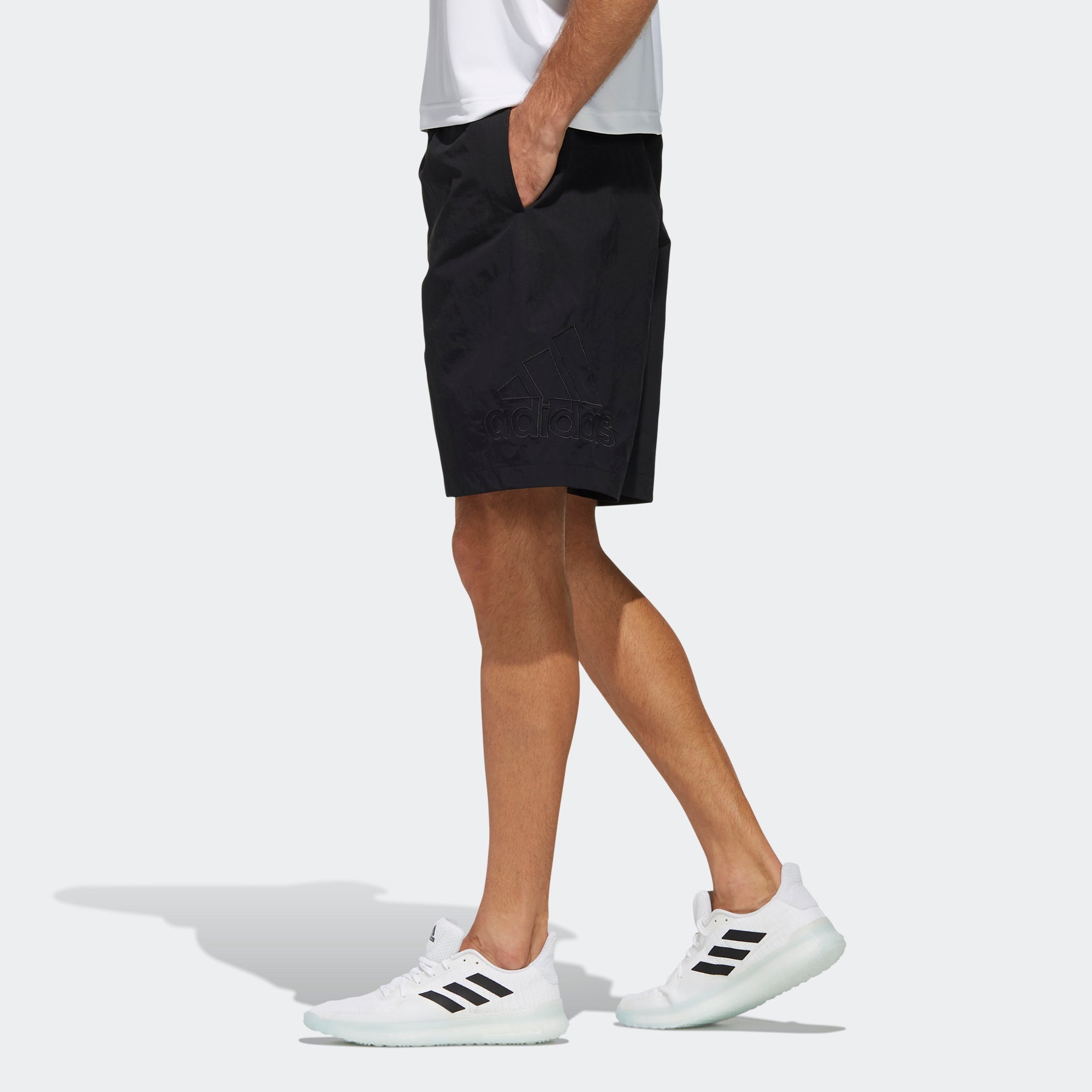 adidas M Mh 3s Wv Sho Woven Solid Color Loose Sports Shorts Black FM5468 - 5