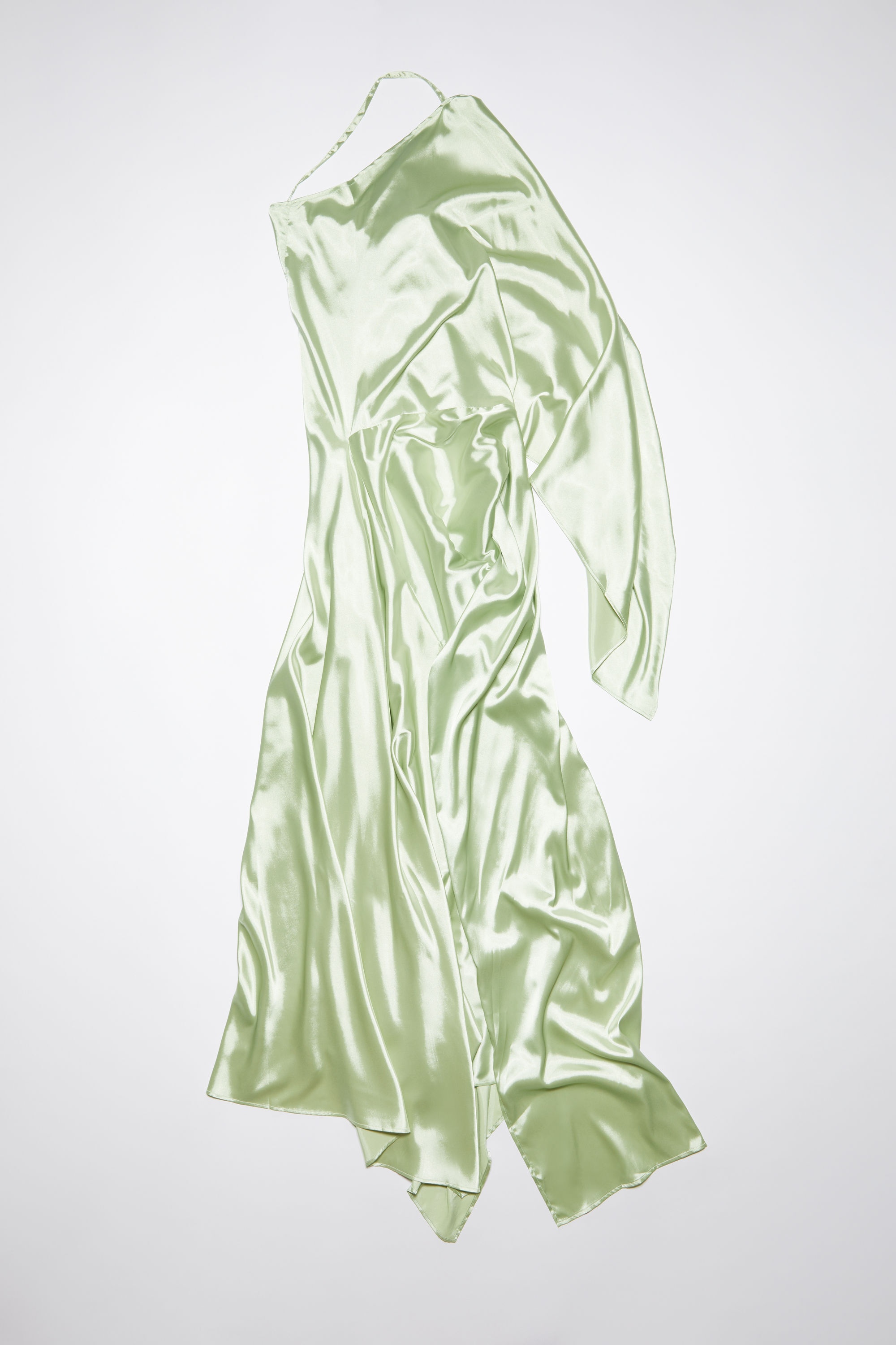 Asymmetric satin dress - Mint green - 7