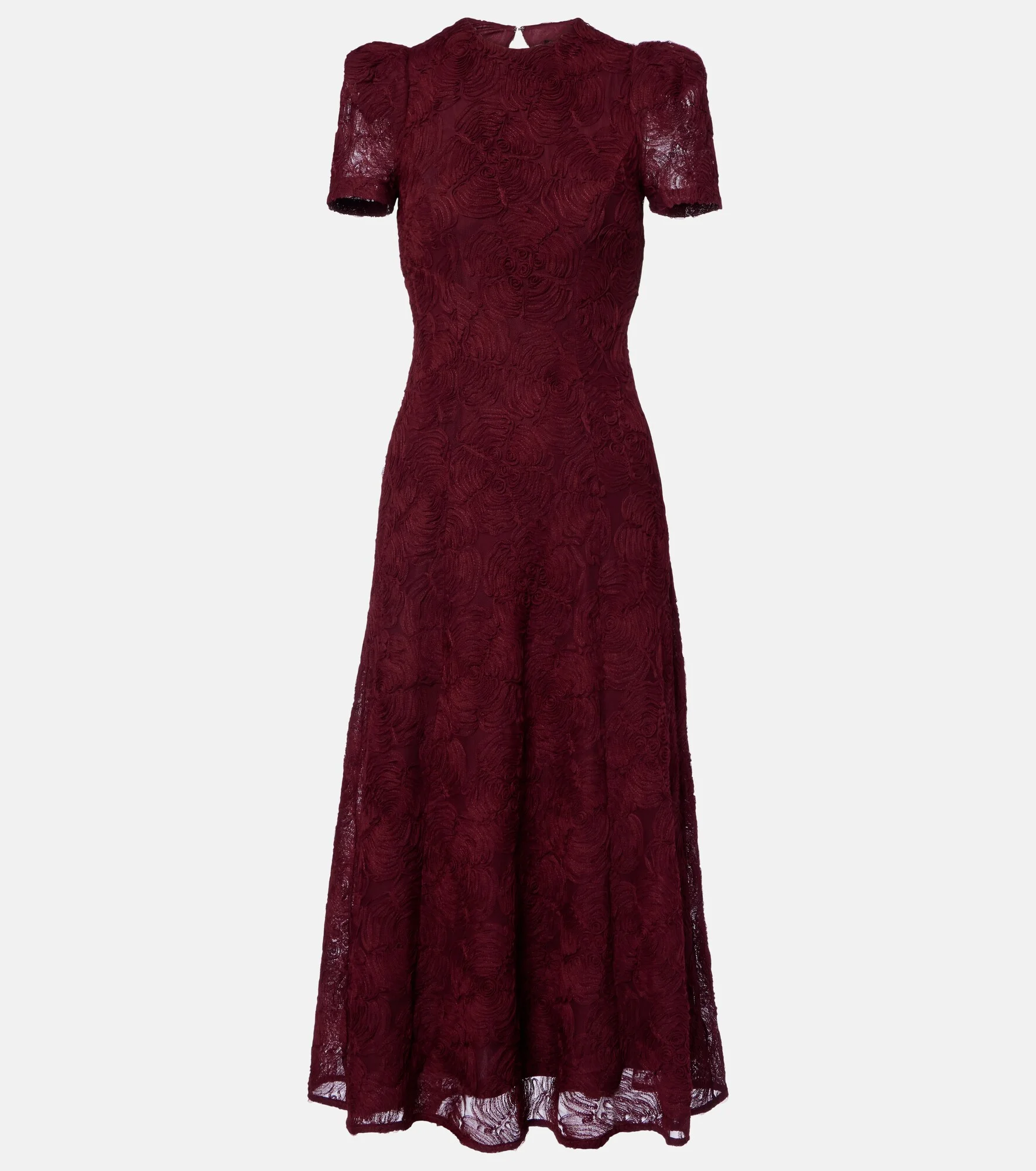 Floral-appliqué mesh midi dress - 1