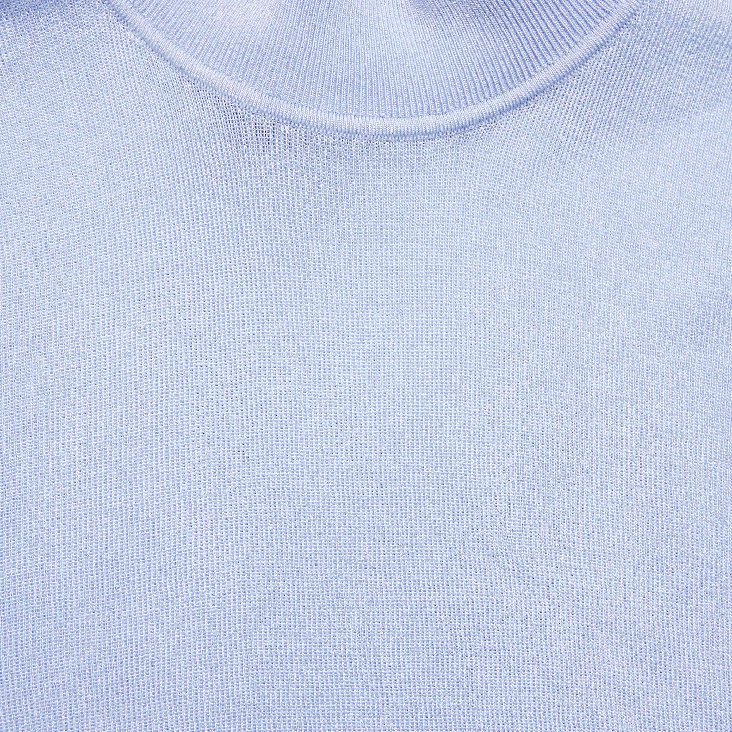 Blue Viscose Knit Short Sleeve Top - 5