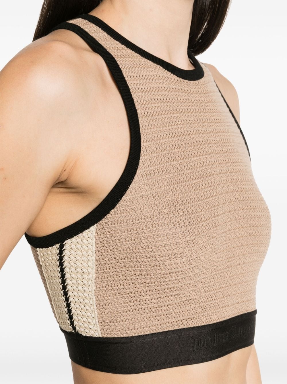 logo-tape knitted tank top - 5