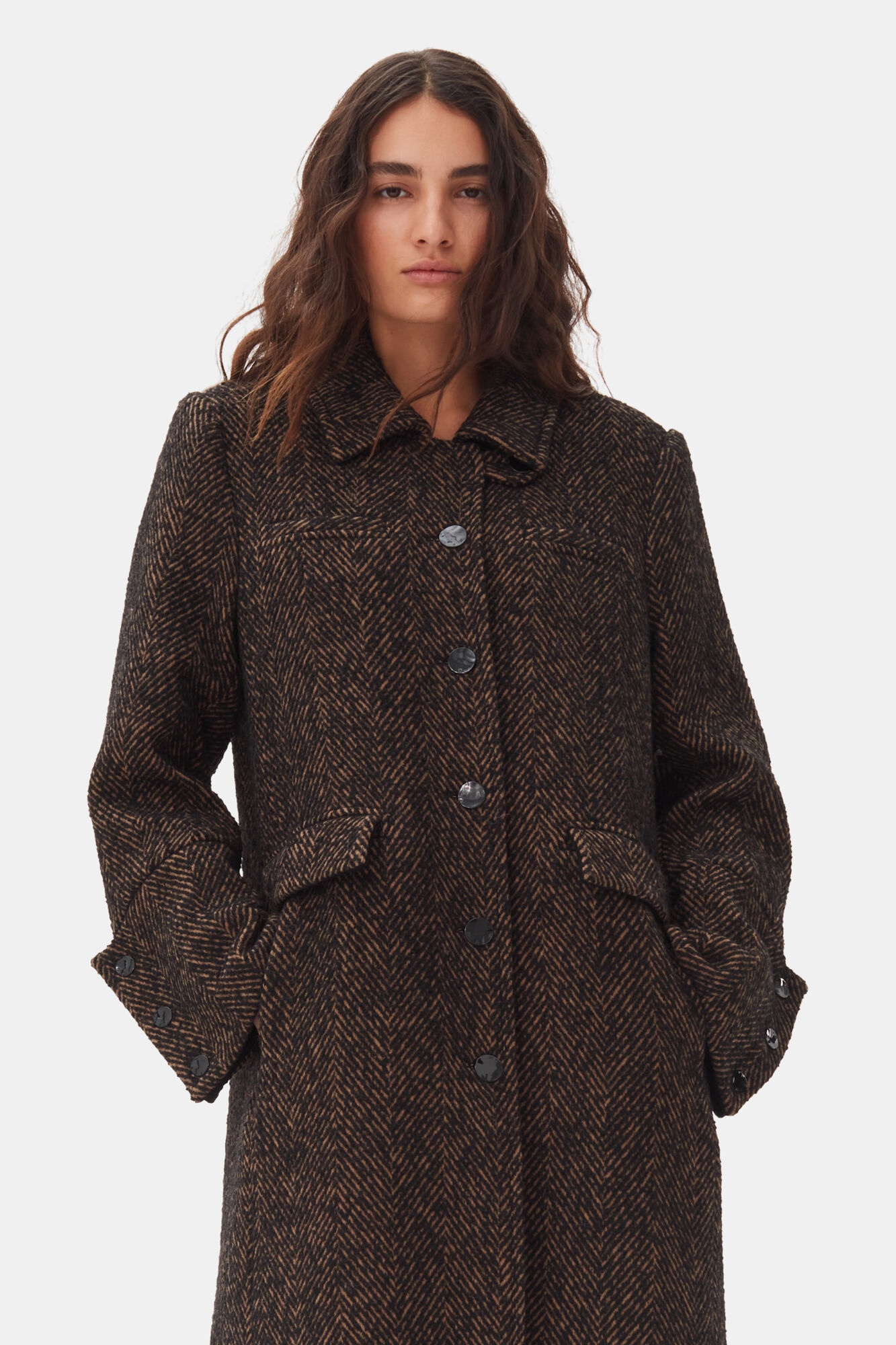 HERRINGBONE WOOL COAT - 3
