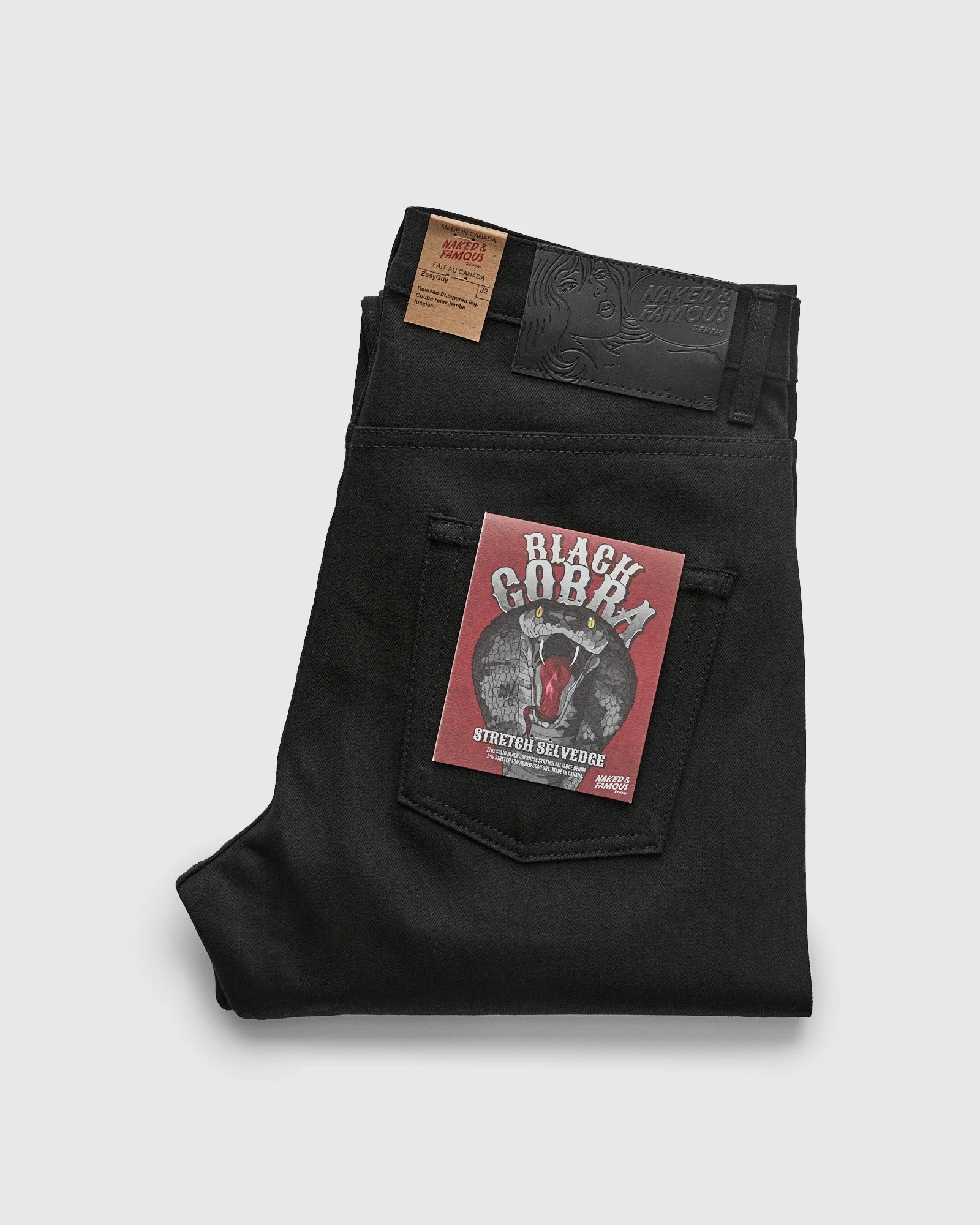 "Black Cobra Stretch" 12oz Selvedge Denim - Easy Guy Fit - 1