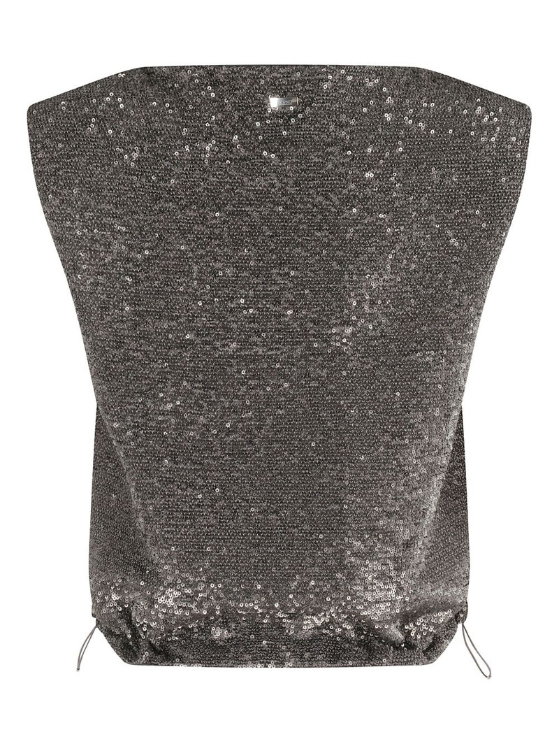 Herno sequin-embellished drawstring top outlook