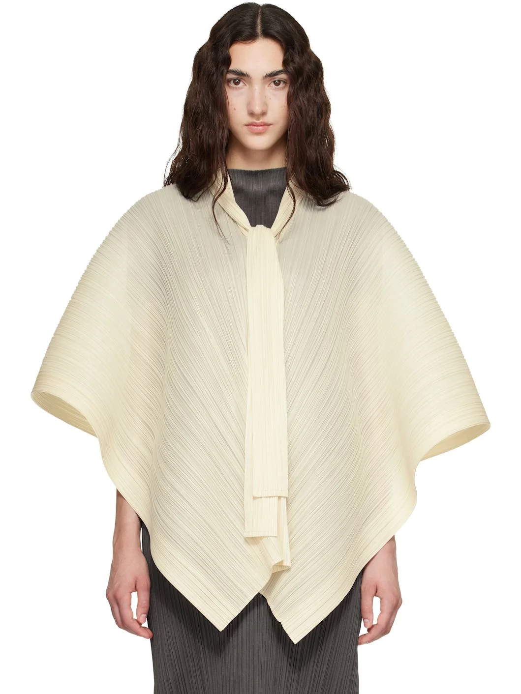 Beige Lucid Pleats Top - 1