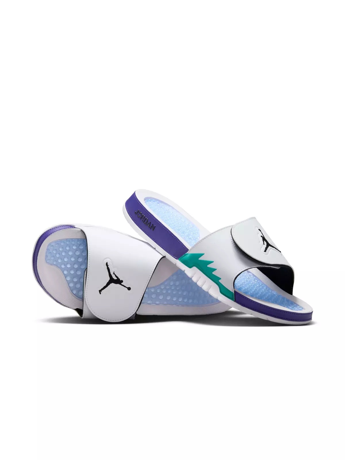 Hydro Retro 5 "White/Black/New Emerald/Grape Ice" Men's Slide - 5