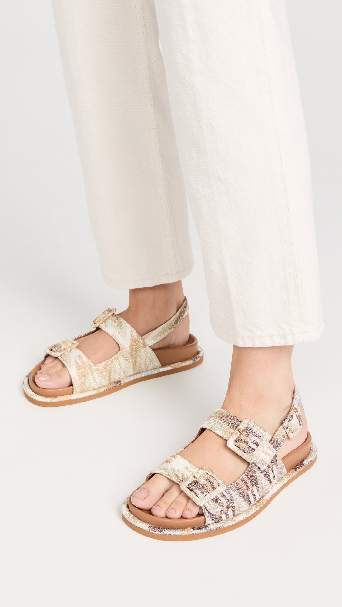 サンダル・ミュール MISSONI MWF111 Sandals Brown MISSONI Womens Crocodile Embossed Leather Heel Sandals Brown