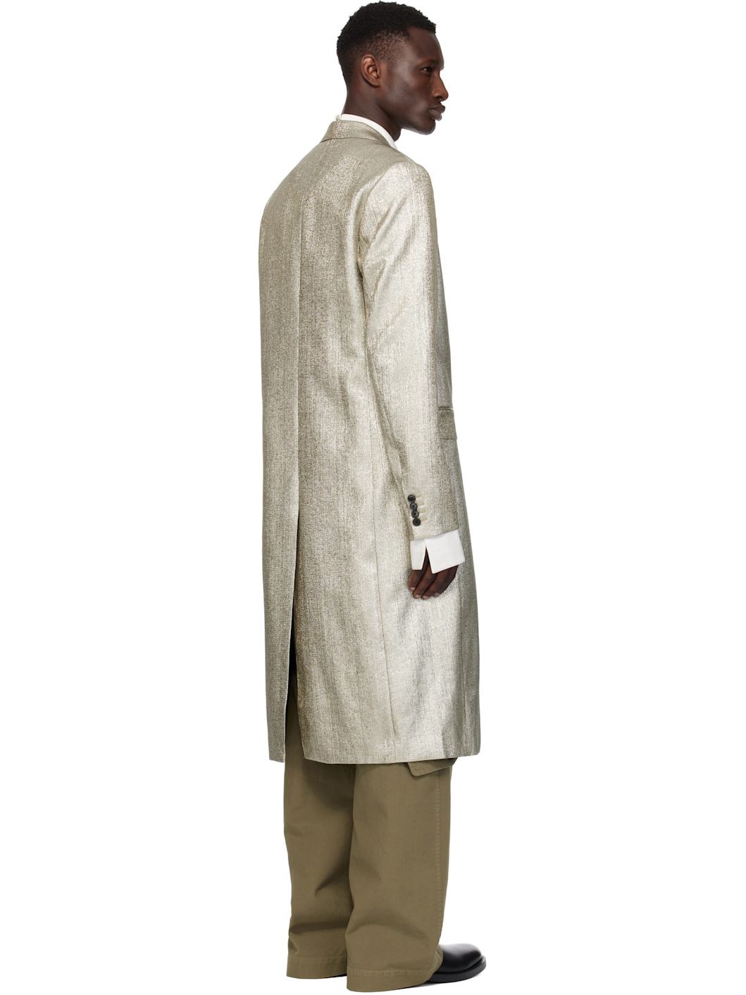 Silver Peaked Lapel Coat - 3