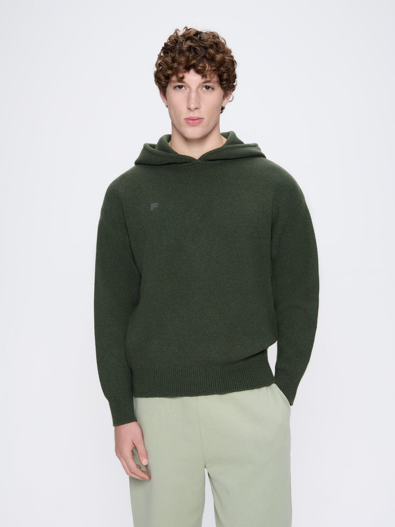 PANGAIA Mens Recycled Cashmere Hoodie - Rosemary Green outlook