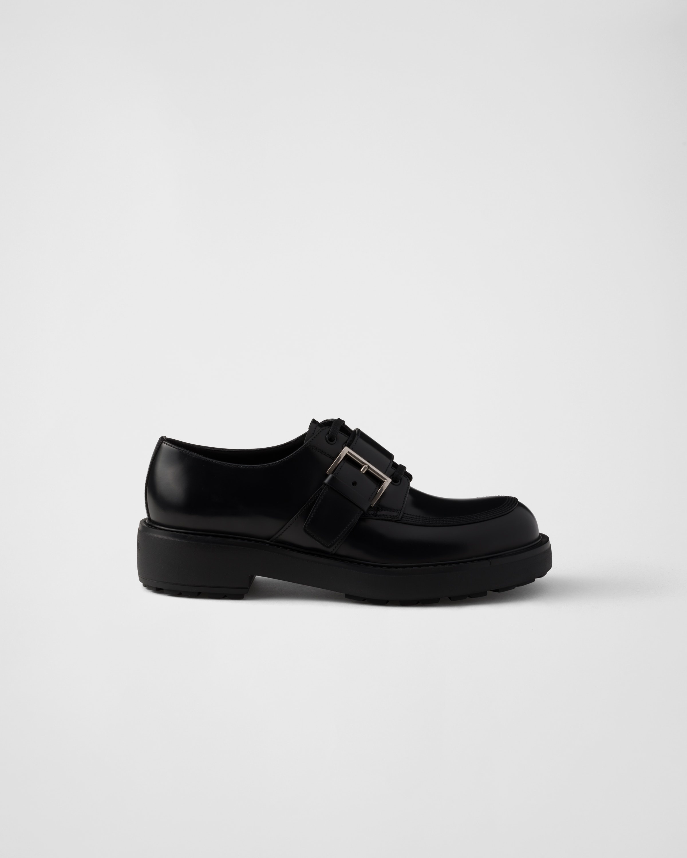 Brushed leather derby shoes with buckle - 2