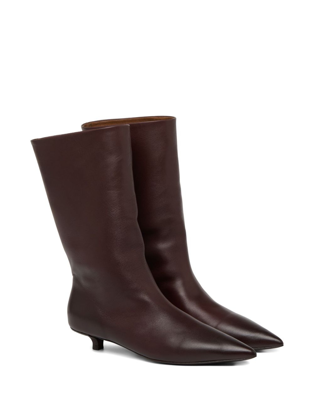 leather pointed-toe kitten-heel boots - 2
