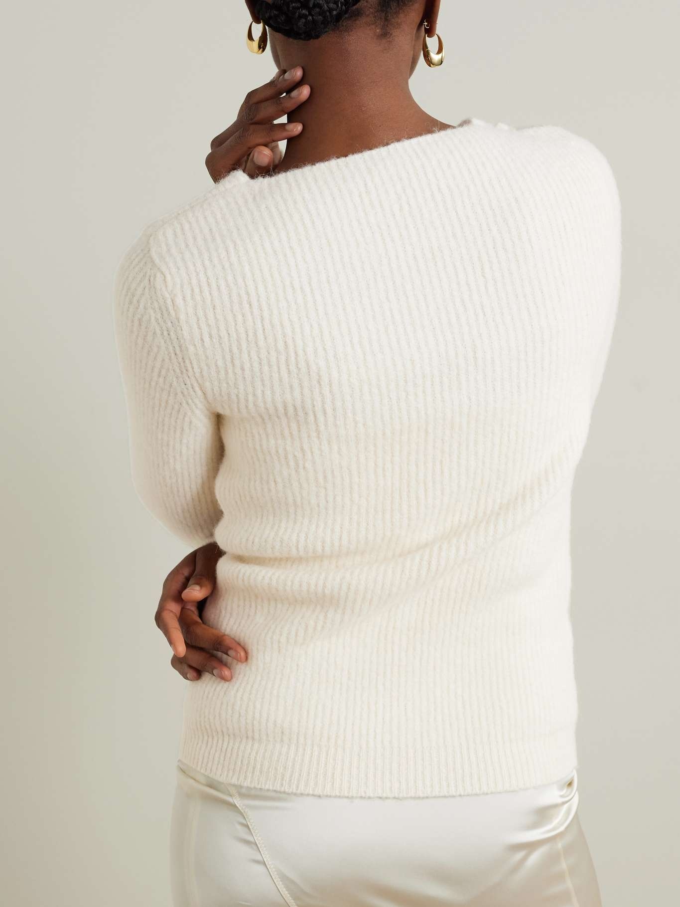 La Maille Pau button-embellished ribbed alpaca-blend sweater - 3