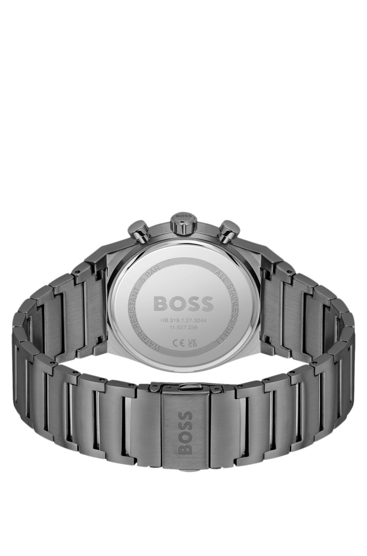 GREY-PLATED CHRONOGRAPH WATCH WITH BLUE DIAL - 3