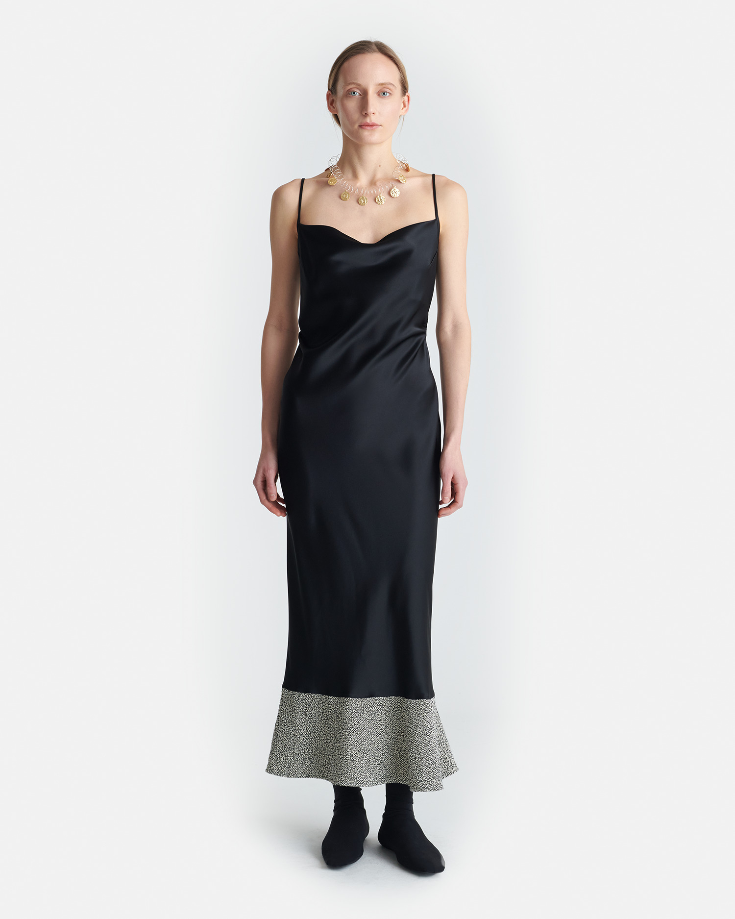 Slip Satin and Loopback Cotton Dress - 3