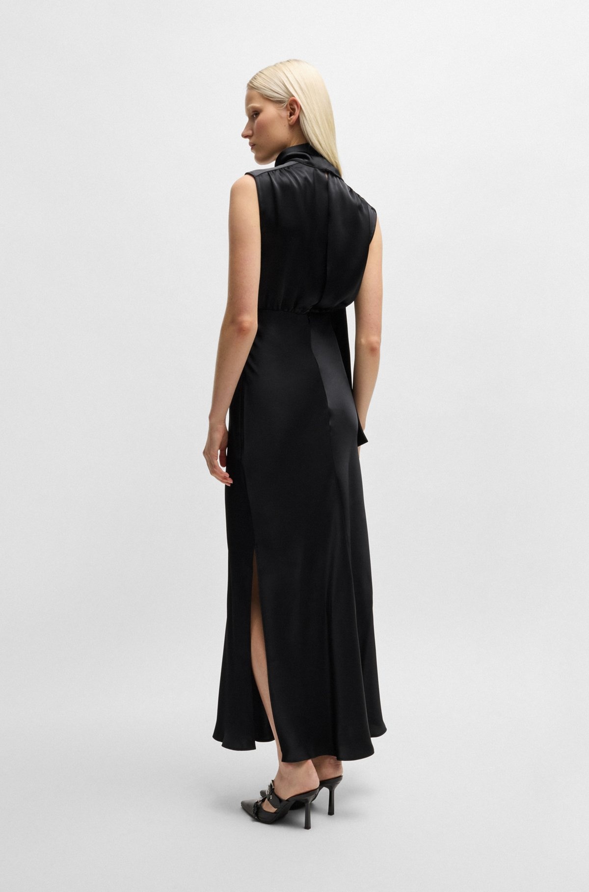 TIE-NECK MAXI DRESS IN SATIN - 4