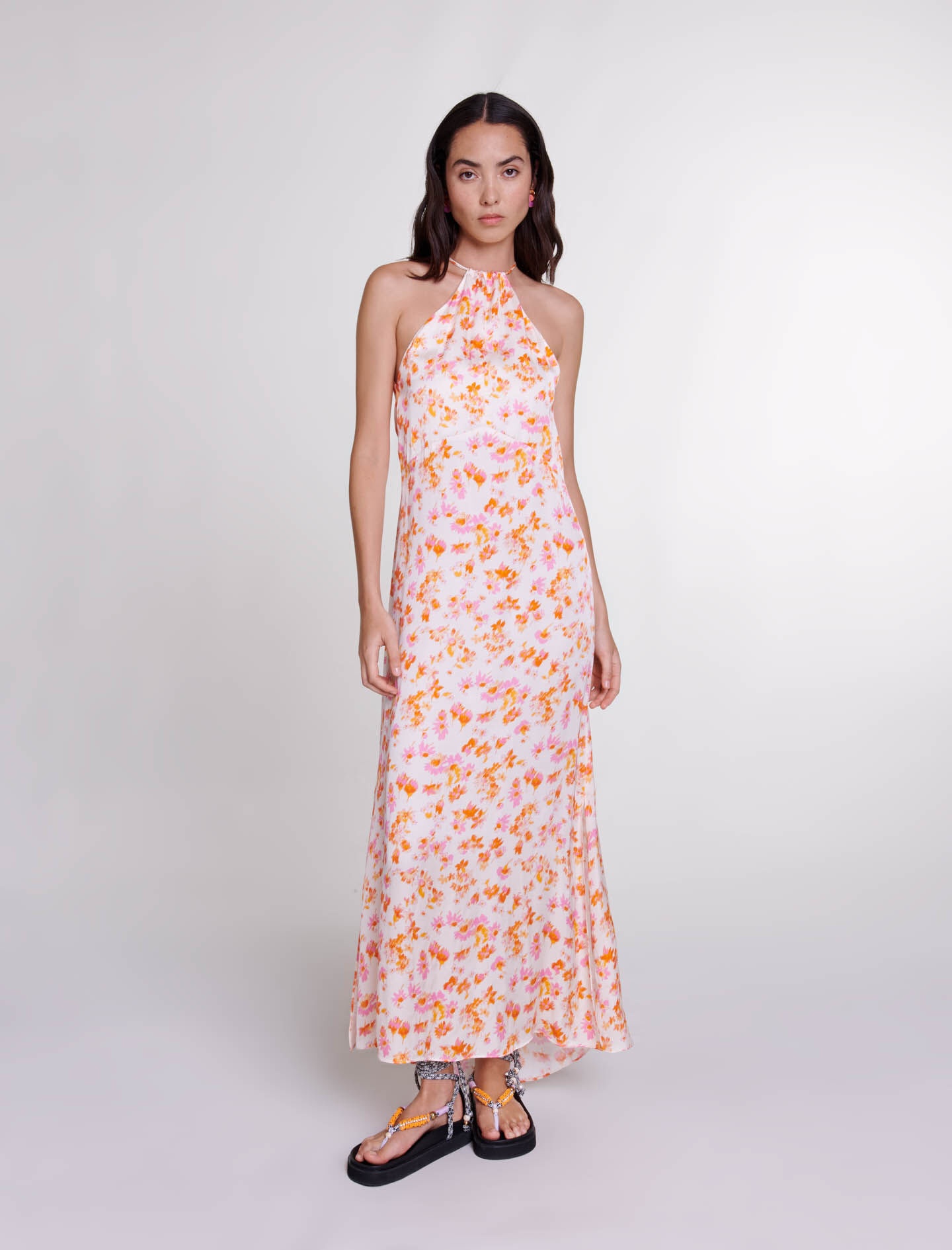 Floral satin-effect maxi dress - 2