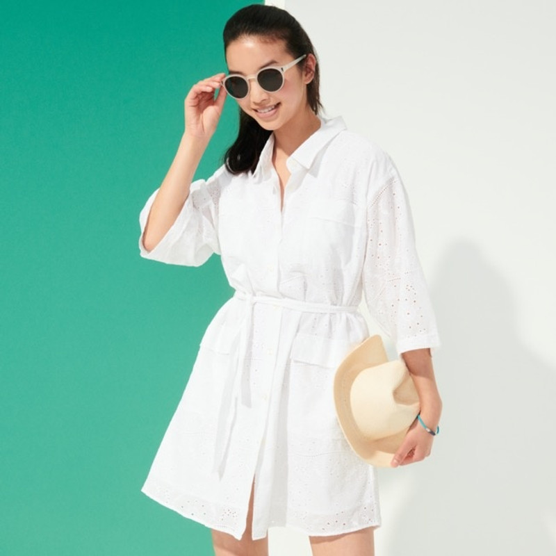 Women Cotton Shirt Dress Broderies Anglaises 6