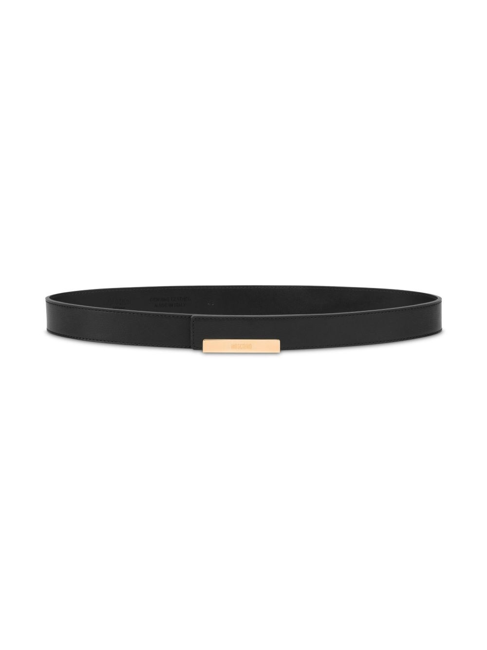 logo-plaque leather belt - 3