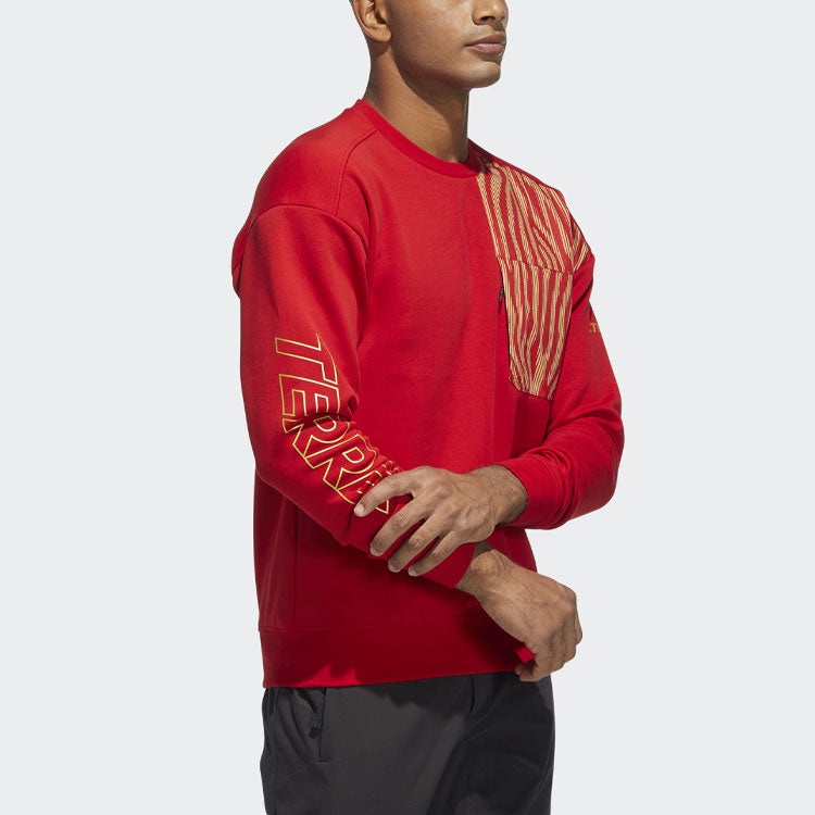 adidas Subject Printing Sports Pullover Long Sleeves Couple Style Red HE7323 - 6