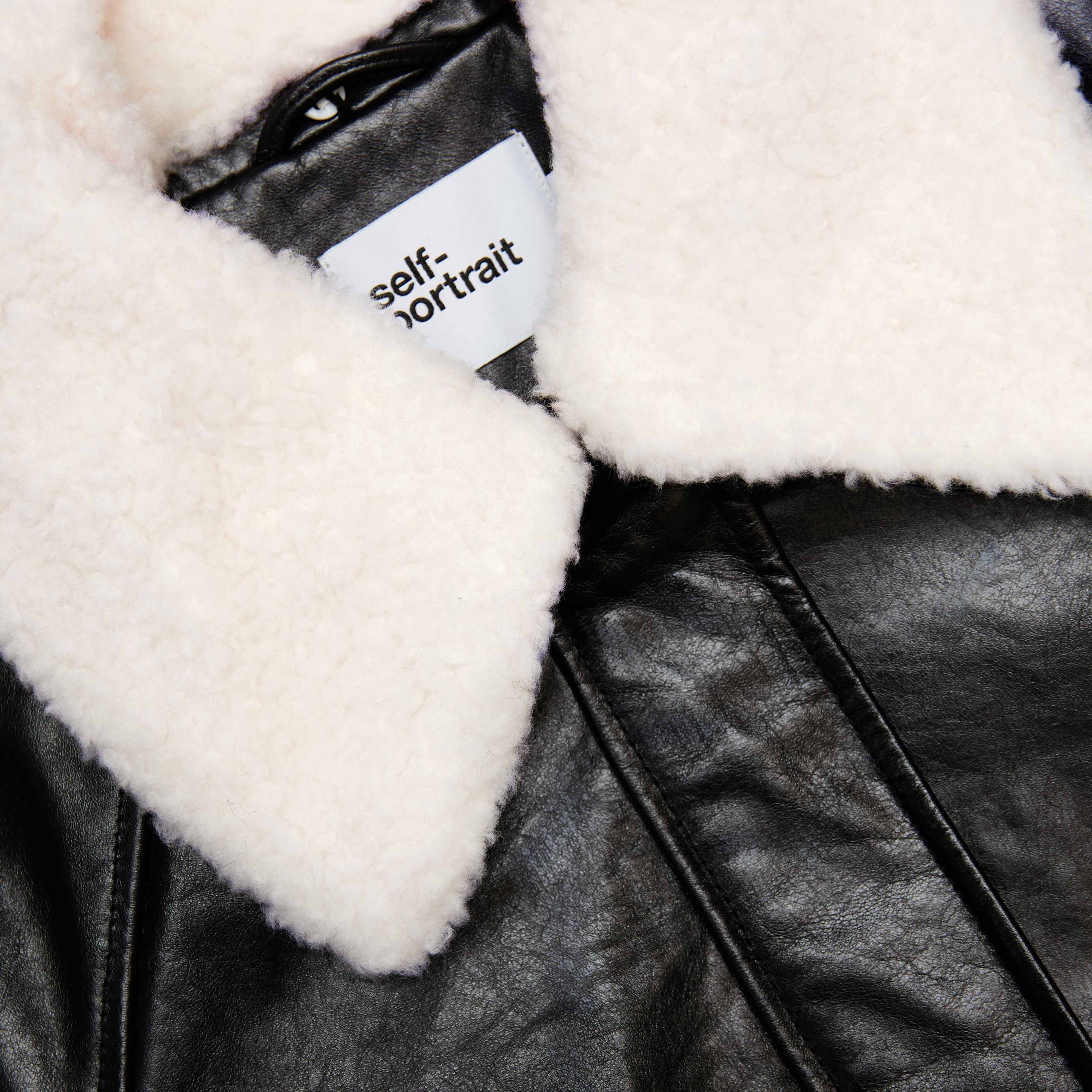 Black Leather Fur Collar Jacket - 5