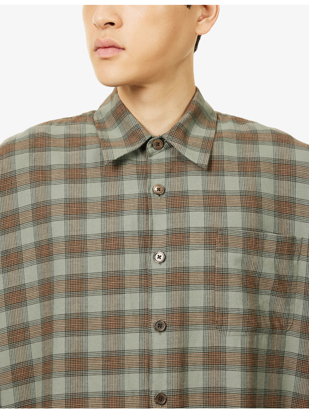 Borrowed Check Long-Sleeve Cotton Shirt - 5