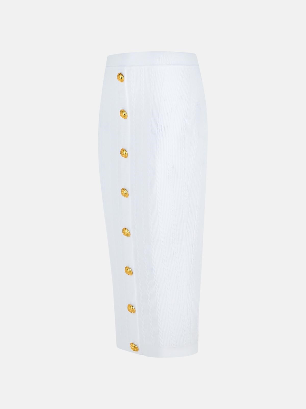 LONG SKIRT IN WHITE VISCOSE BLEND - 2