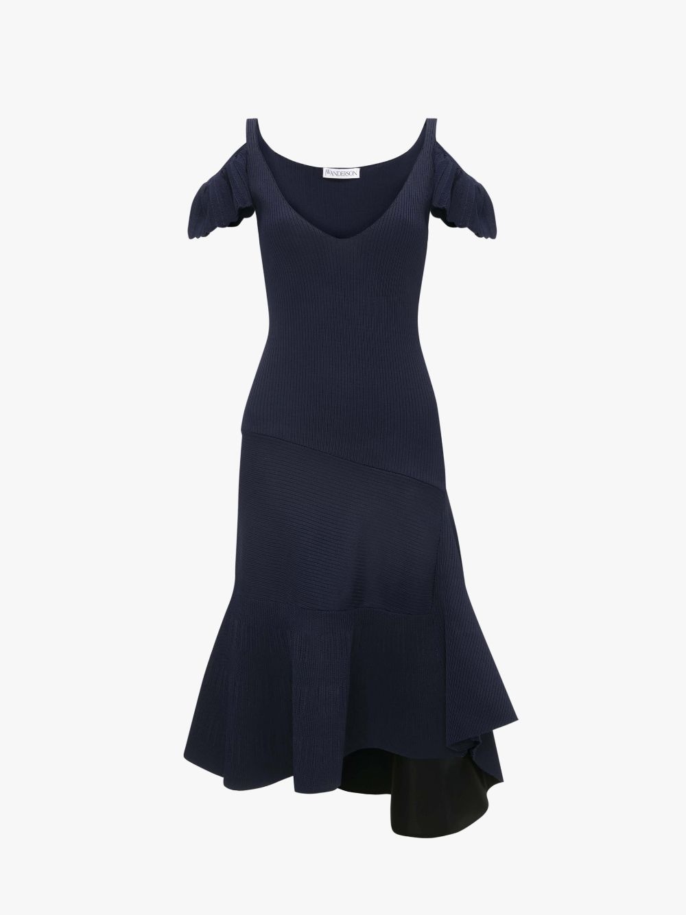 COLD SHOULDER RUFFLE DRESS - 1