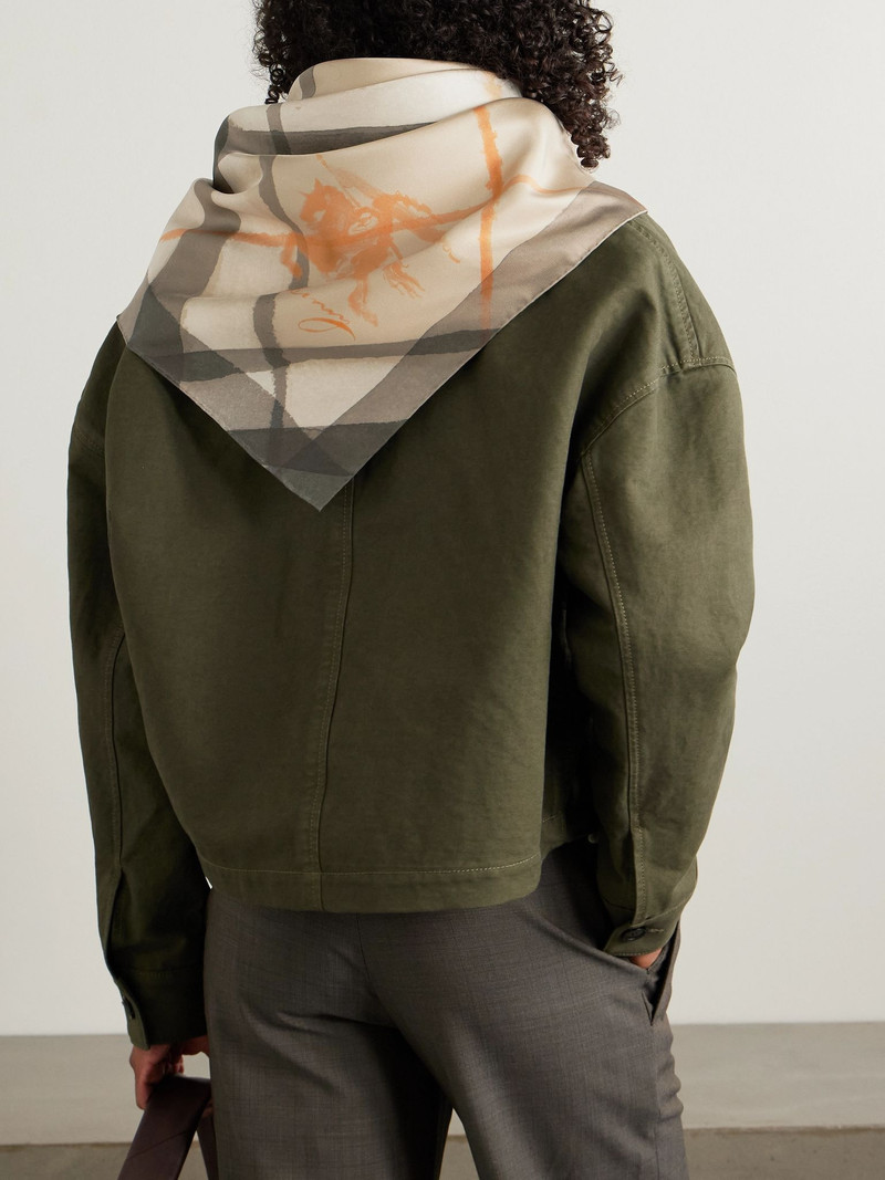 Burberry Printed silk-twill scarf Beige outlook