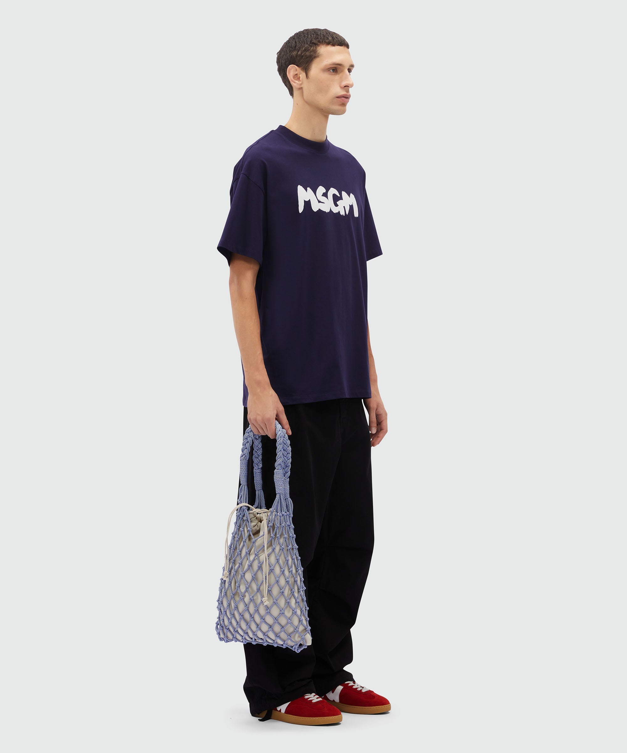Blue jersey T-Shirt with brushed logo - 4