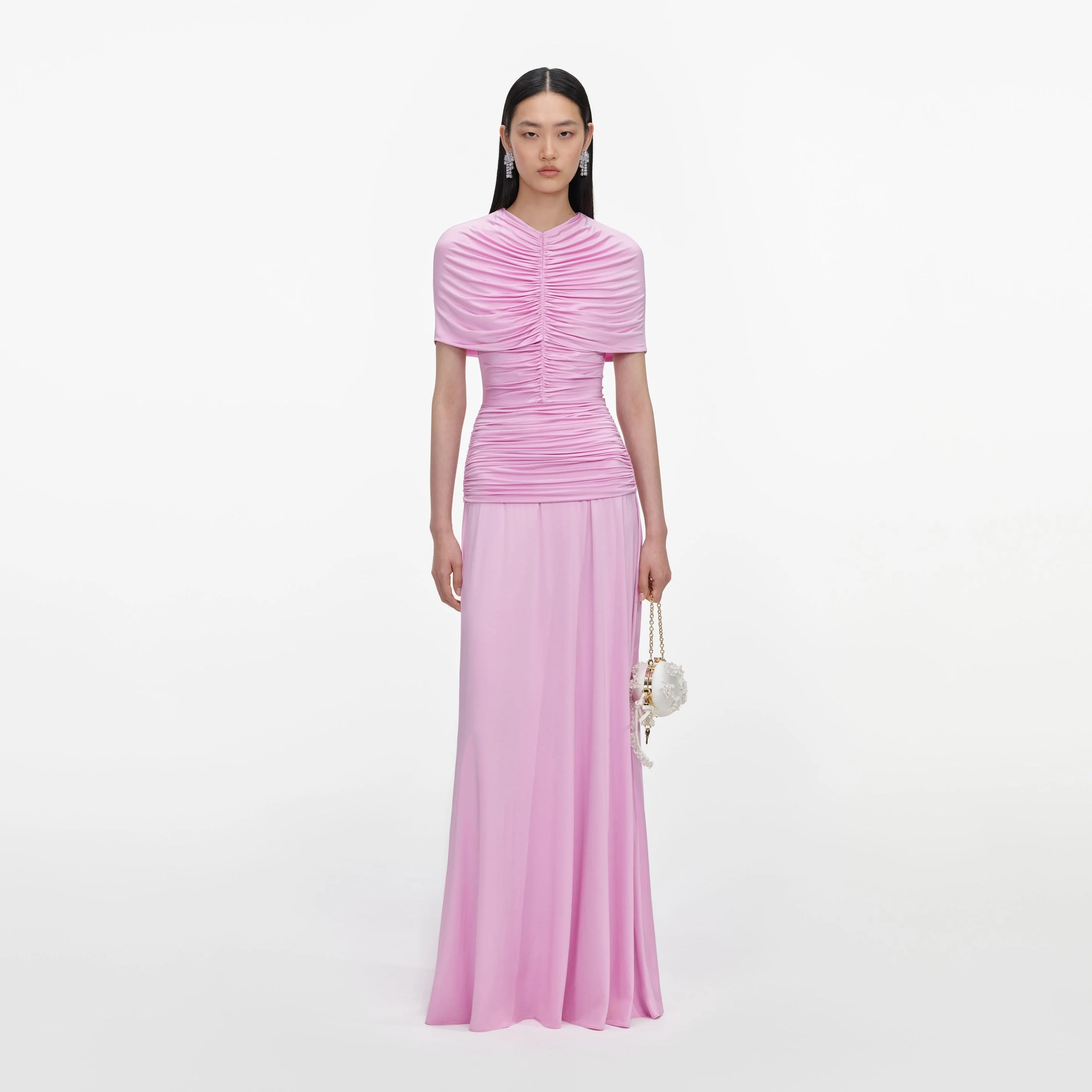 Pink Jersey Gathered Maxi Dress - 1