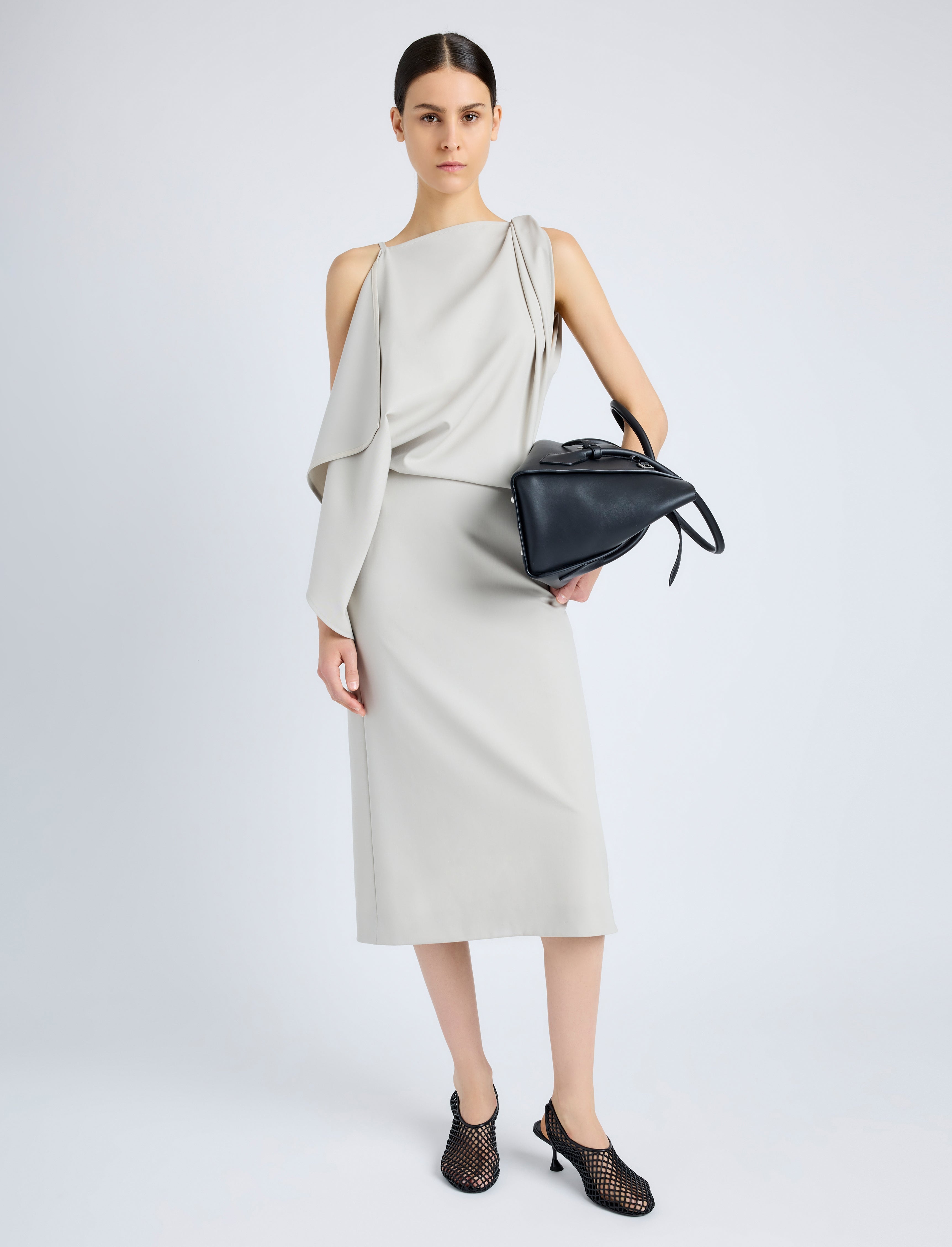 Elena Dress in Wool Gabardine Suiting - 2