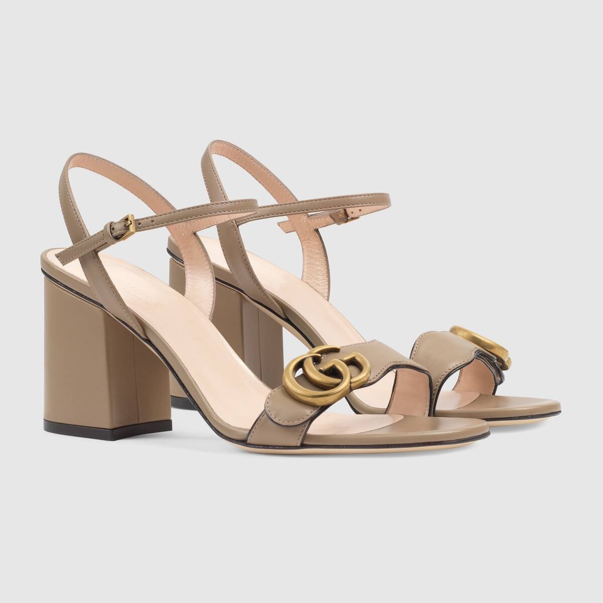 Leather mid-heel sandal with Double G - 2