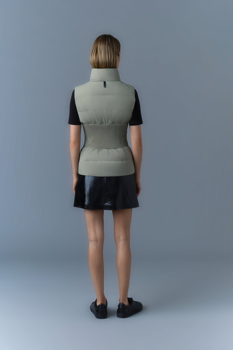 GISELA Stretch light down vest with stand collar 4