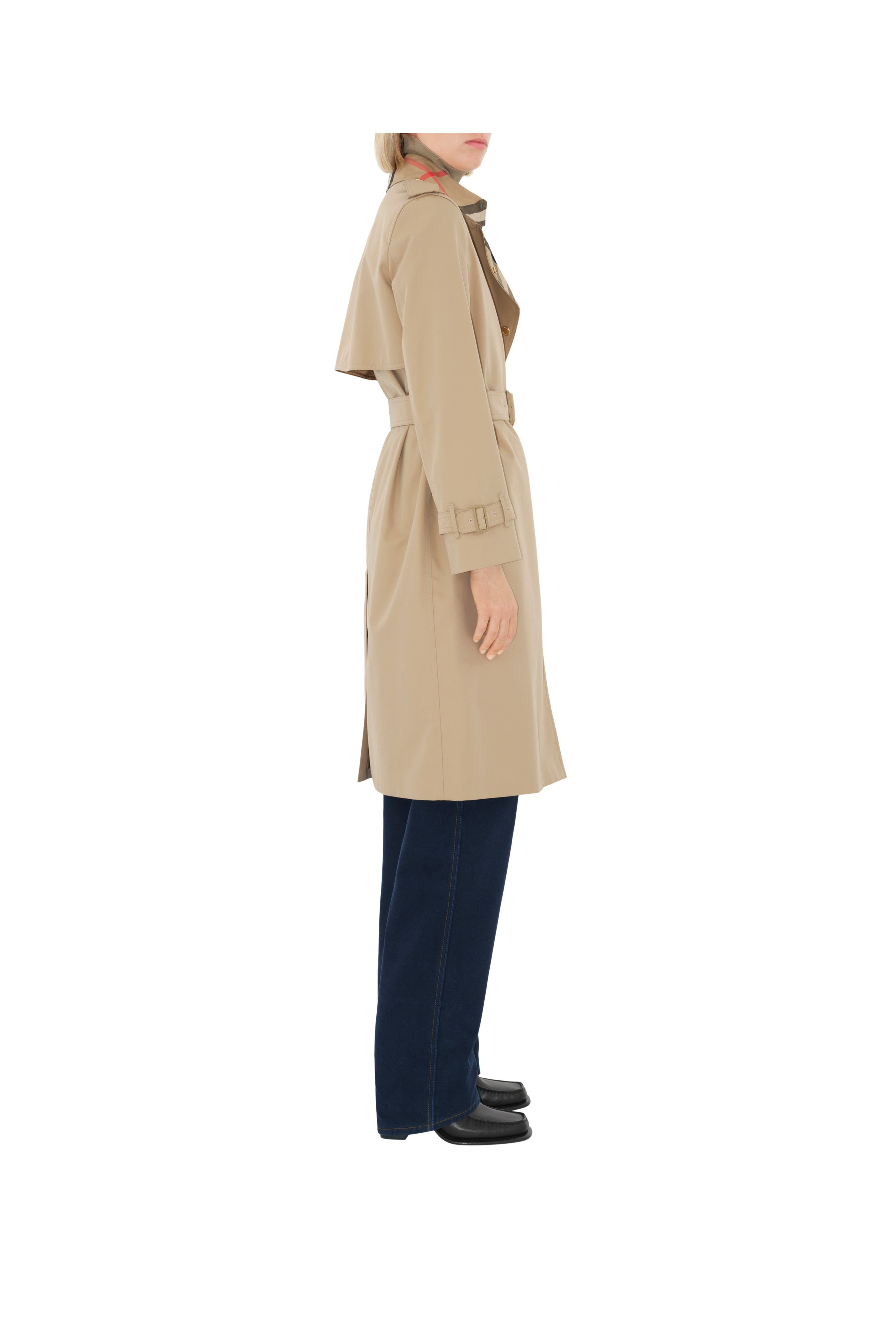 burberry Long Check Collar Gabardine Trench Coat in Honey at Nordstrom - 3
