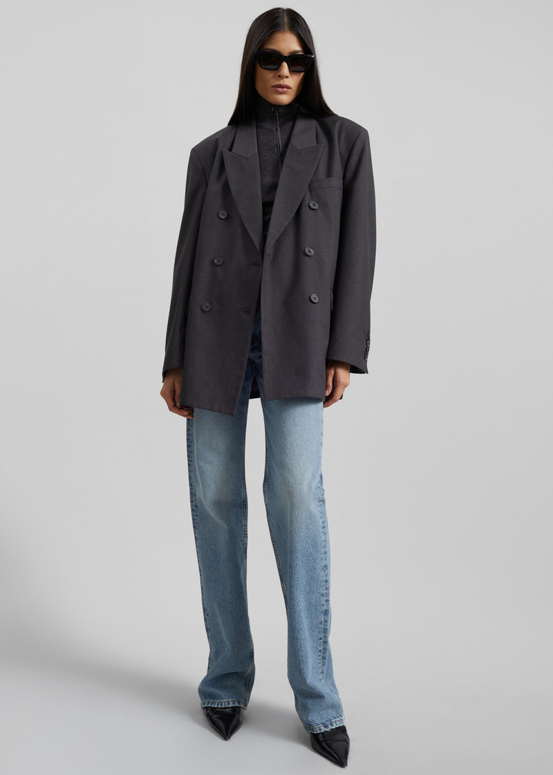 Daroca Double-Breasted Blazer - Charcoal 5