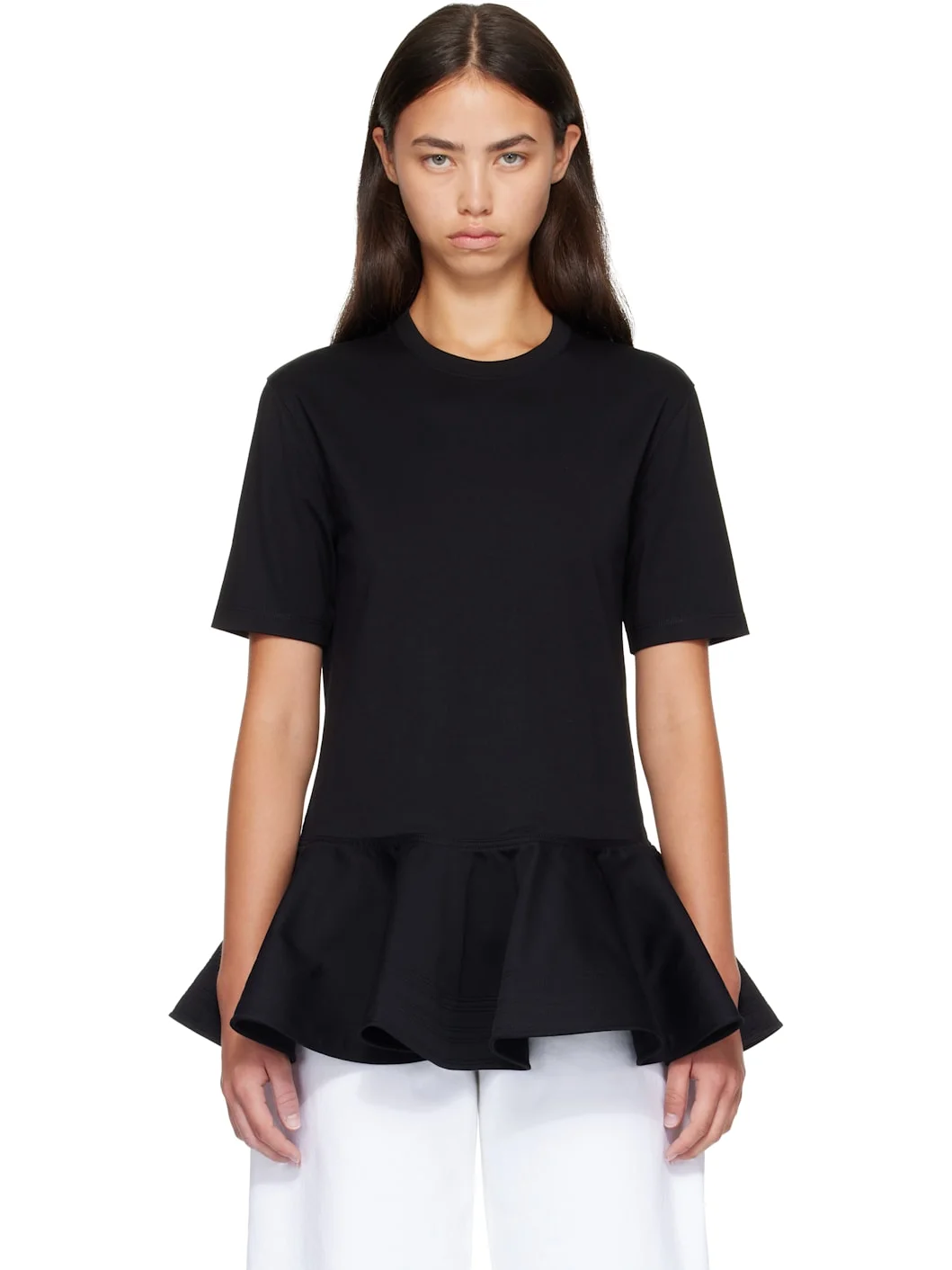Black Cotton Jersey Crinoline T-shirt - 1