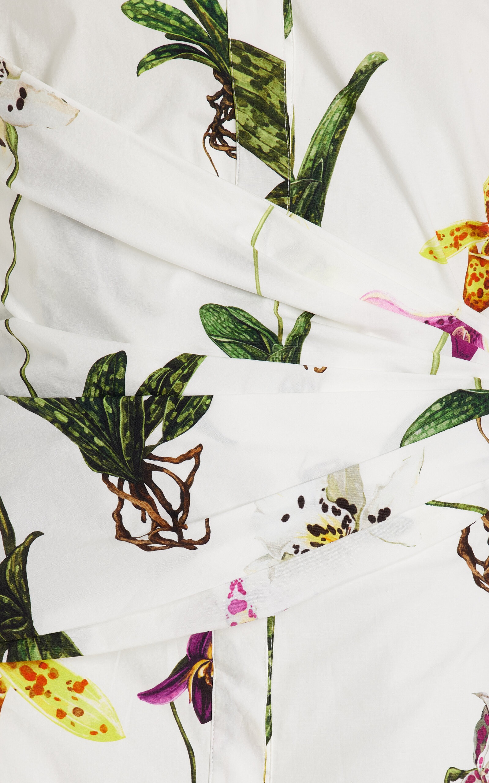 Cap Sleeve  Orchids Poplin Dress W/ Sash Detail floral - 7