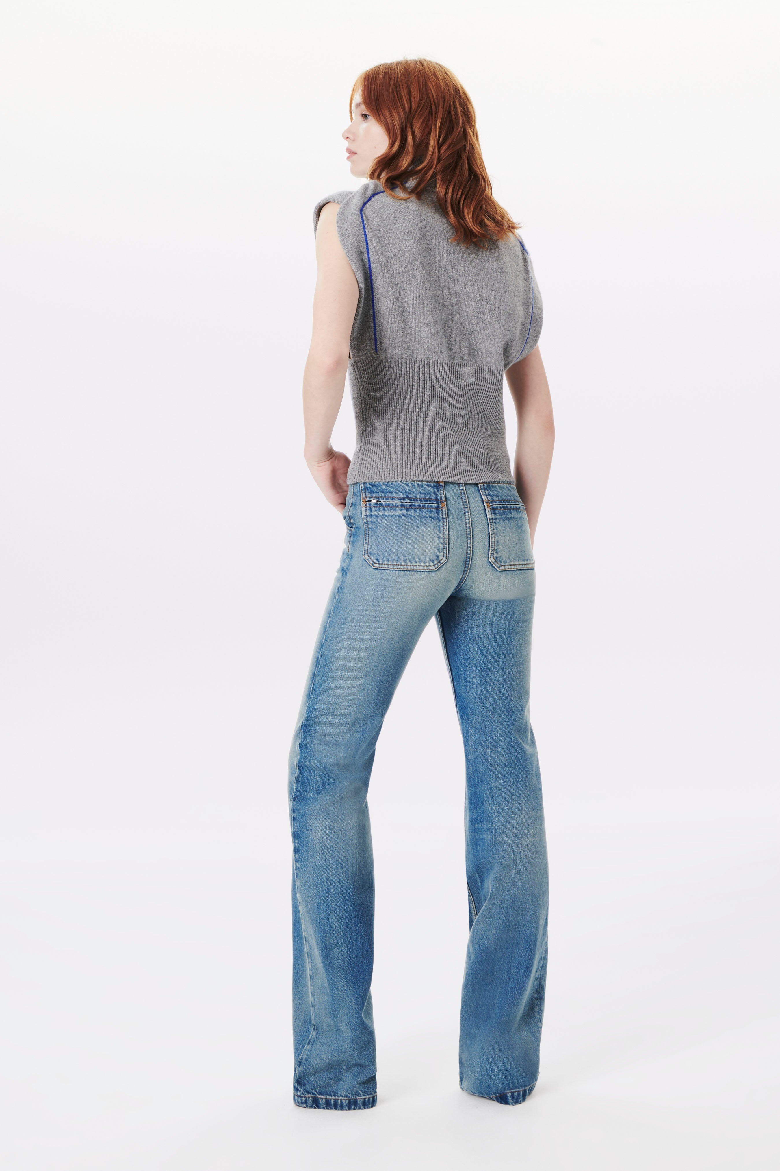 Sleeveless Poloneck Jumper in Grey - 5