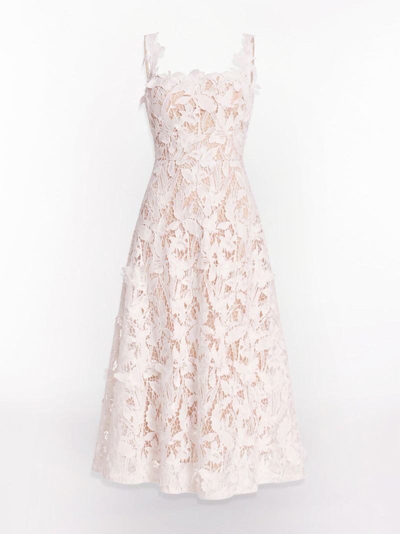 LACE GUIPURE SLEEVELESS A-LINE MIDI COCKTAIL DRESS 4