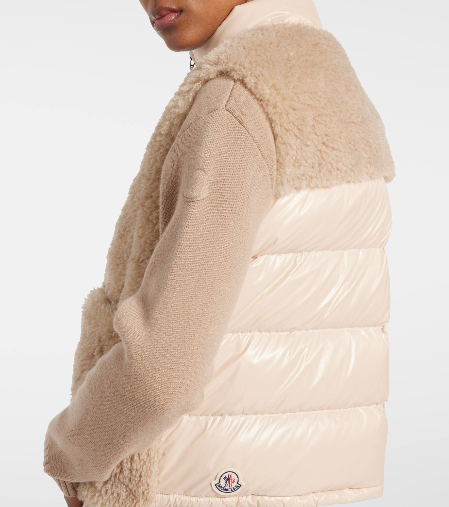 Logo faux fur down vest - 5