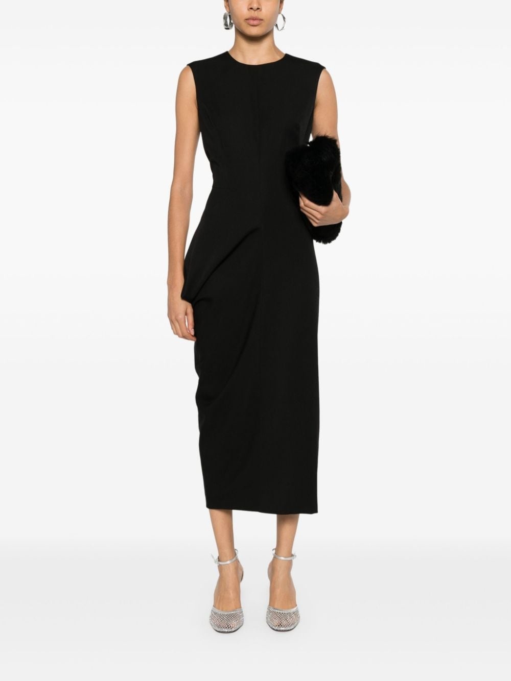 asymmetric wool pencil dress - 2