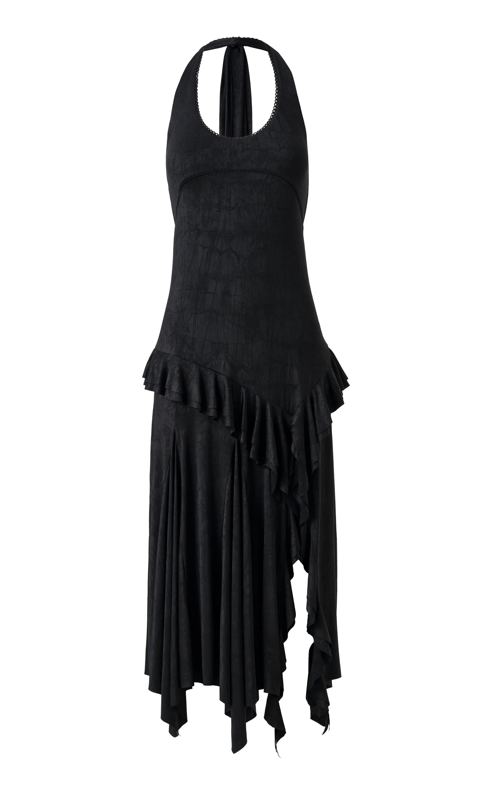Lunn Ruffled Jersey Halter Midi Dress black - 1