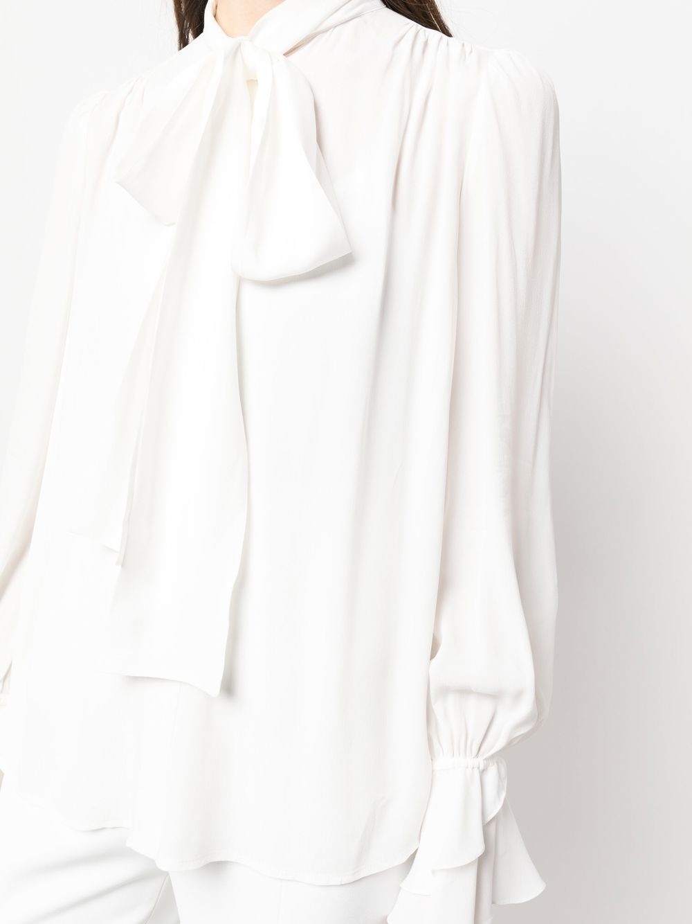 bow-detail draped shirt - 5