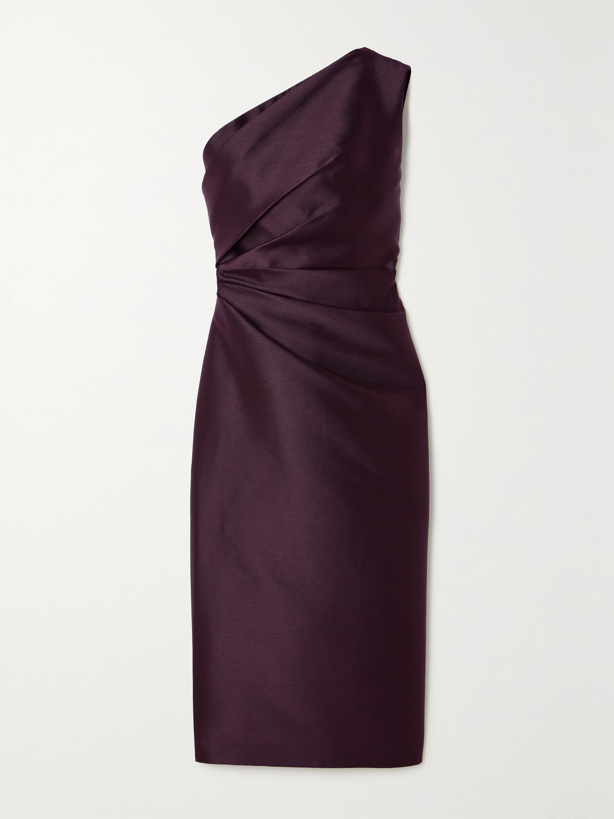 Orla One-shoulder Gathered Satin-twill Midi Dress - 1